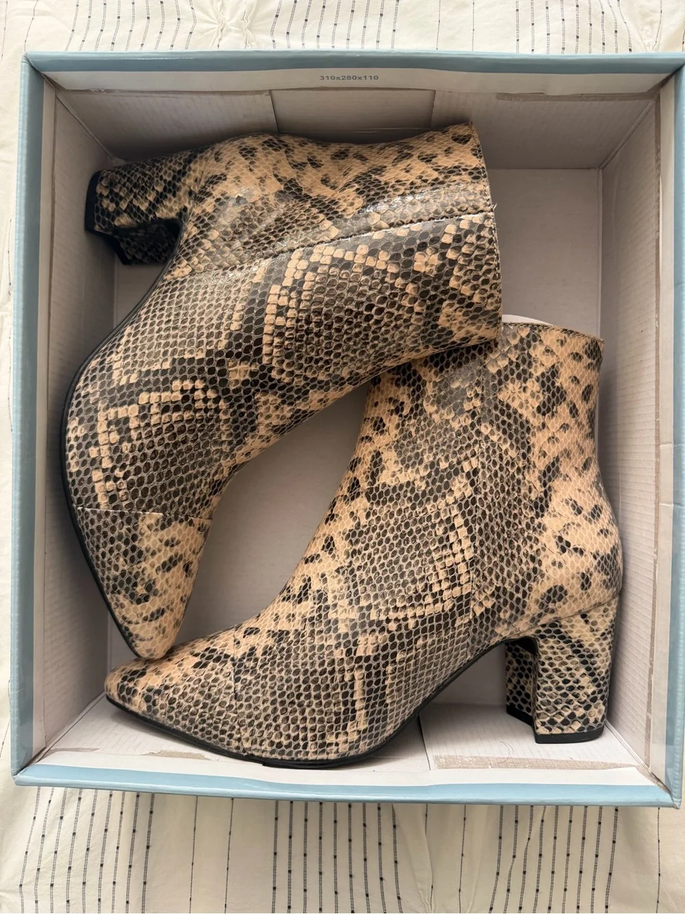 Seychelles Taupe Snake-Print Ankle Booties